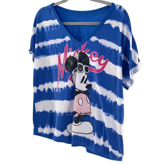 DISNEY Mickey Mouse Other - DISNEY Mickey‎ Mouse Women's Short Sleeve Crop Top V Neck Sleep Shirt Sz M